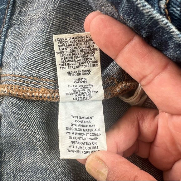 Free People Blue Denim Overall Raw Hem Pocketed Casual Dress Size 26 - Picture 10 of 11